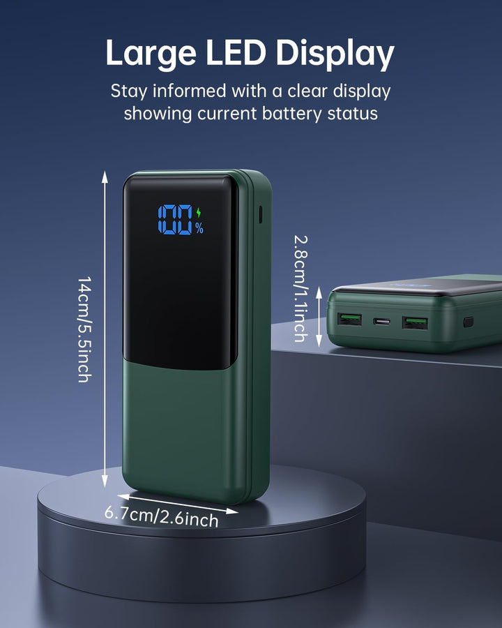 Coblob Power Bank, Powerbank USB C 27000mAh PD 30W QC4.0 Schnellladefunktion mit LED Display 2 Input