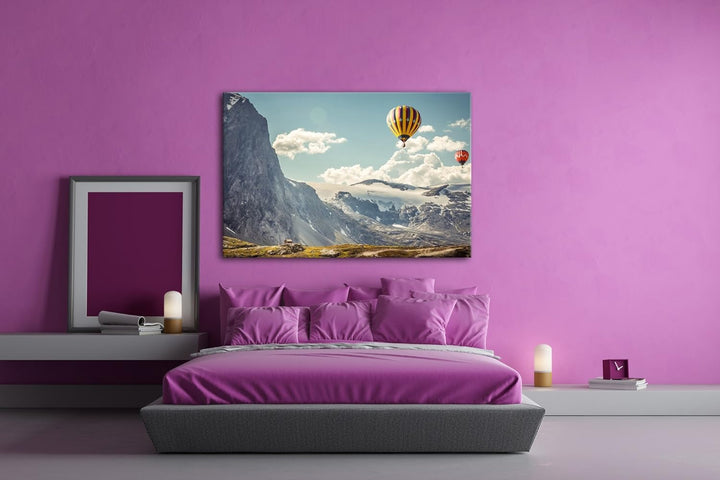 deyoli Heissluftballons im malerischen Gebirge Format: 80x60 als Leinwandbild, Motiv fertig gerahmt