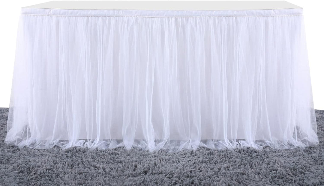 HBBMAGIC Tüll Tischrock Weisser, Tütü Tischröcke183*76CM, Candy Tisch Tischdecke Tüll für Geburtstag