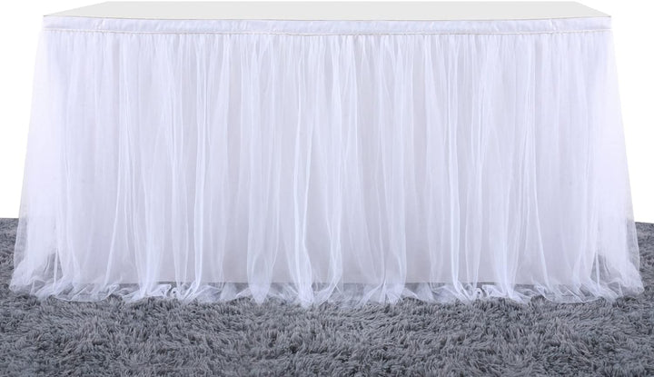 HBBMAGIC Tüll Tischrock Weisser, Tütü Tischröcke183*76CM, Candy Tisch Tischdecke Tüll für Geburtstag