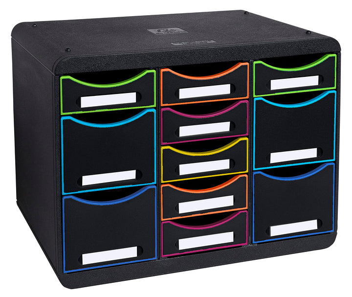 Exacompta 313914D Ablagebox Harlekin aus Recycling-Kunststoff mit 11 individuell platzierbaren Schub