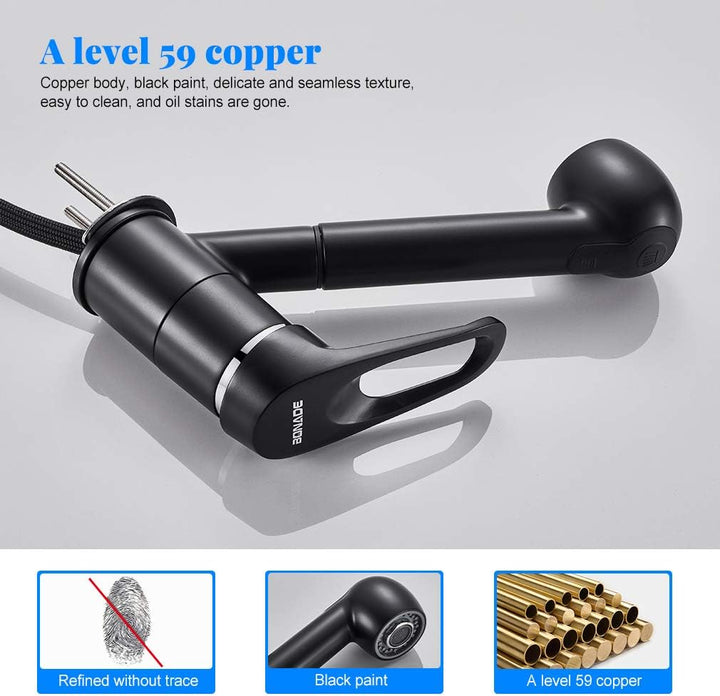 BONADE Ausziehbare Küchenarmatur mit Dual-Spülbrause, Wasserhahn 360° Drehbare Spültischarmatur, Hoc