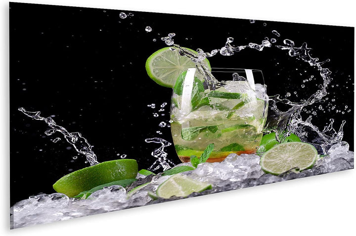 islandburner Bild auf Leinwand Mojito Cocktail auf schwarzem Hintergrund Bilder Wandbilder Poster Le