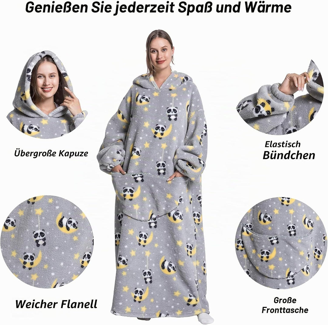 Lange Hoodie Decke mit Ärmeln für Damen &amp; Erwachsene - Kuscheldecke mit Ärmeln - Weiche &amp; Warme Deck