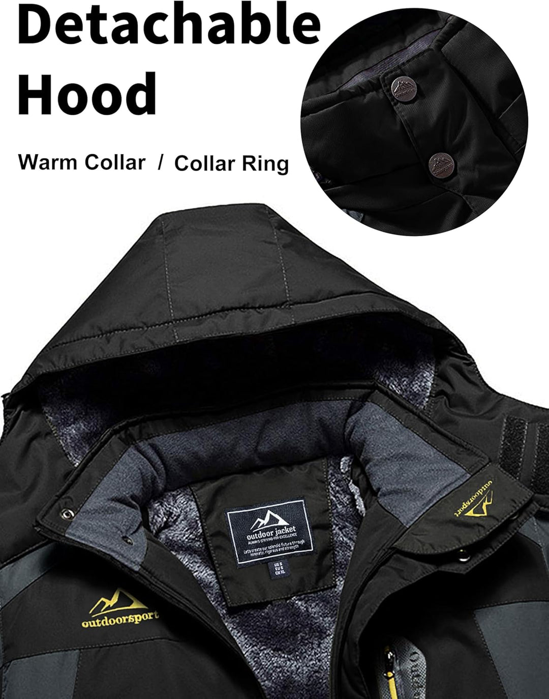 MAGCOMSEN Herren Winter Fleecejacke Warme Gefüttert Skijacke Outdoor Winddicht Wasserdicht Jacke Ver