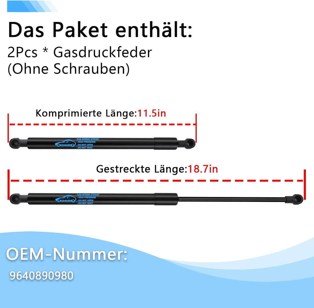 2x Heckklappendämpfer für Peugeot 307 (3A/C) Schrägheck 2000–2011 Gasdruckdämpfer Gasfeder Heckklapp
