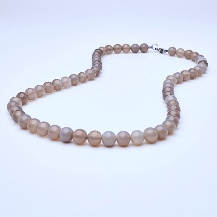 Handgemachte Herren Perlenkette Kette Tigerauge Onyx Grau Achat Jaspis | 8MM Natürliche Edelsteine H