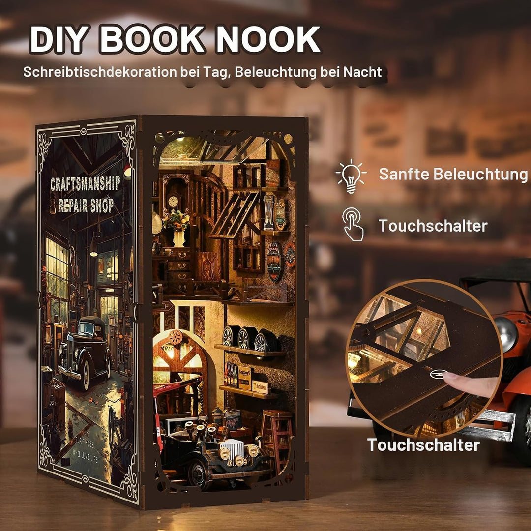 Book Nook Kit, DIY Miniatur Haus Puppenhaus Bausatz Bücherregal Deko für Jugendliche und Erwachsene（