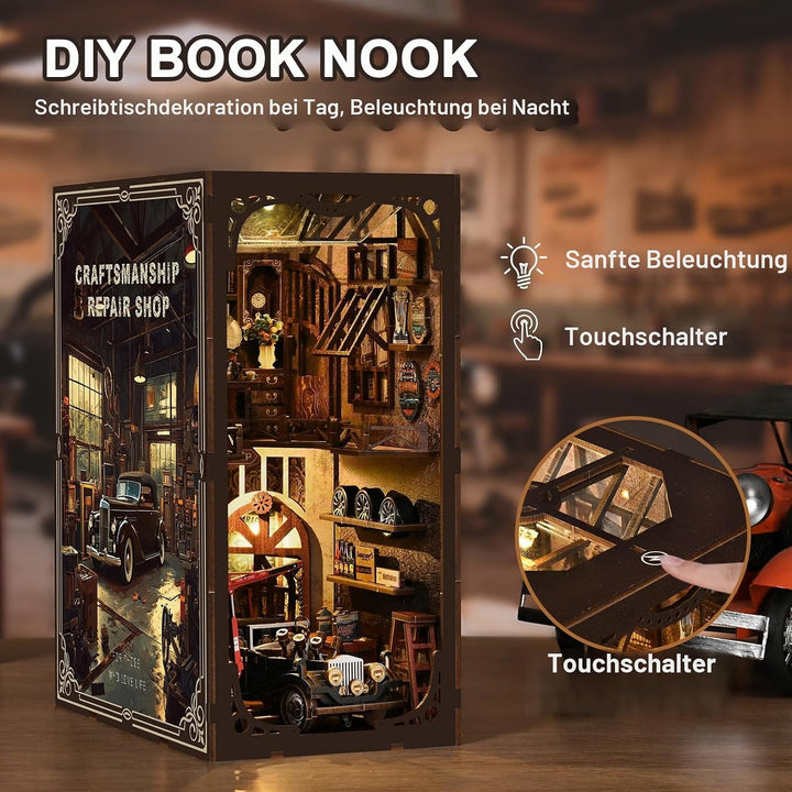 Book Nook Kit, DIY Miniatur Haus Puppenhaus Bausatz Bücherregal Deko für Jugendliche und Erwachsene（