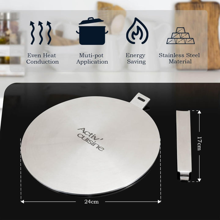 ACTIV CUISINE Induktion Adapterplatte 24cm Induktionsadapterplatte mit abnehmbarem Edelstahlgriff Mo