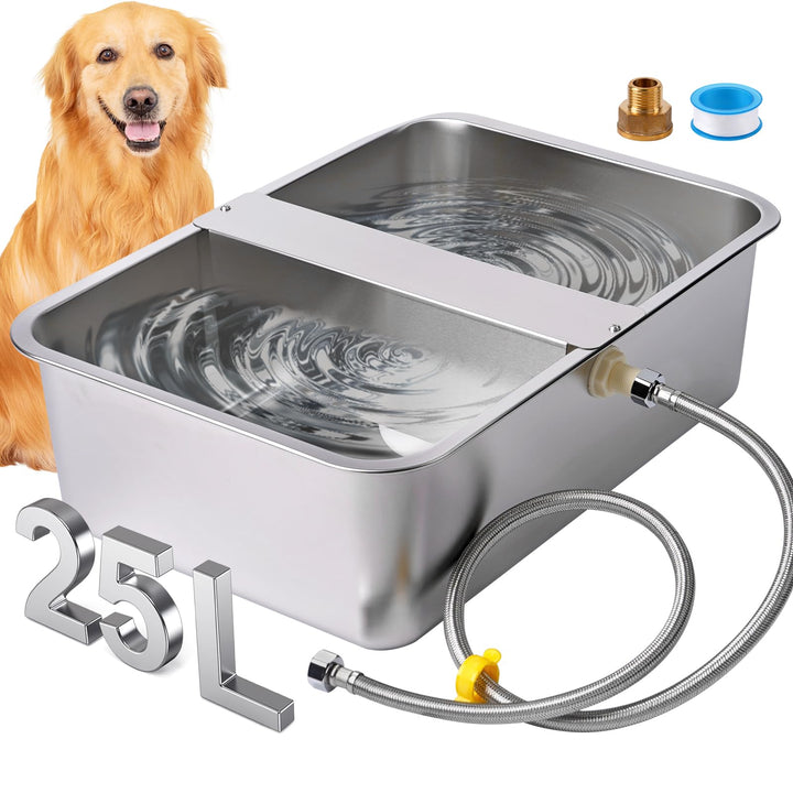 Automatischer Wassernapfspender für Hunde, 25 Liter, für grosse Rassen, rostfreier Wassernapf für Hu