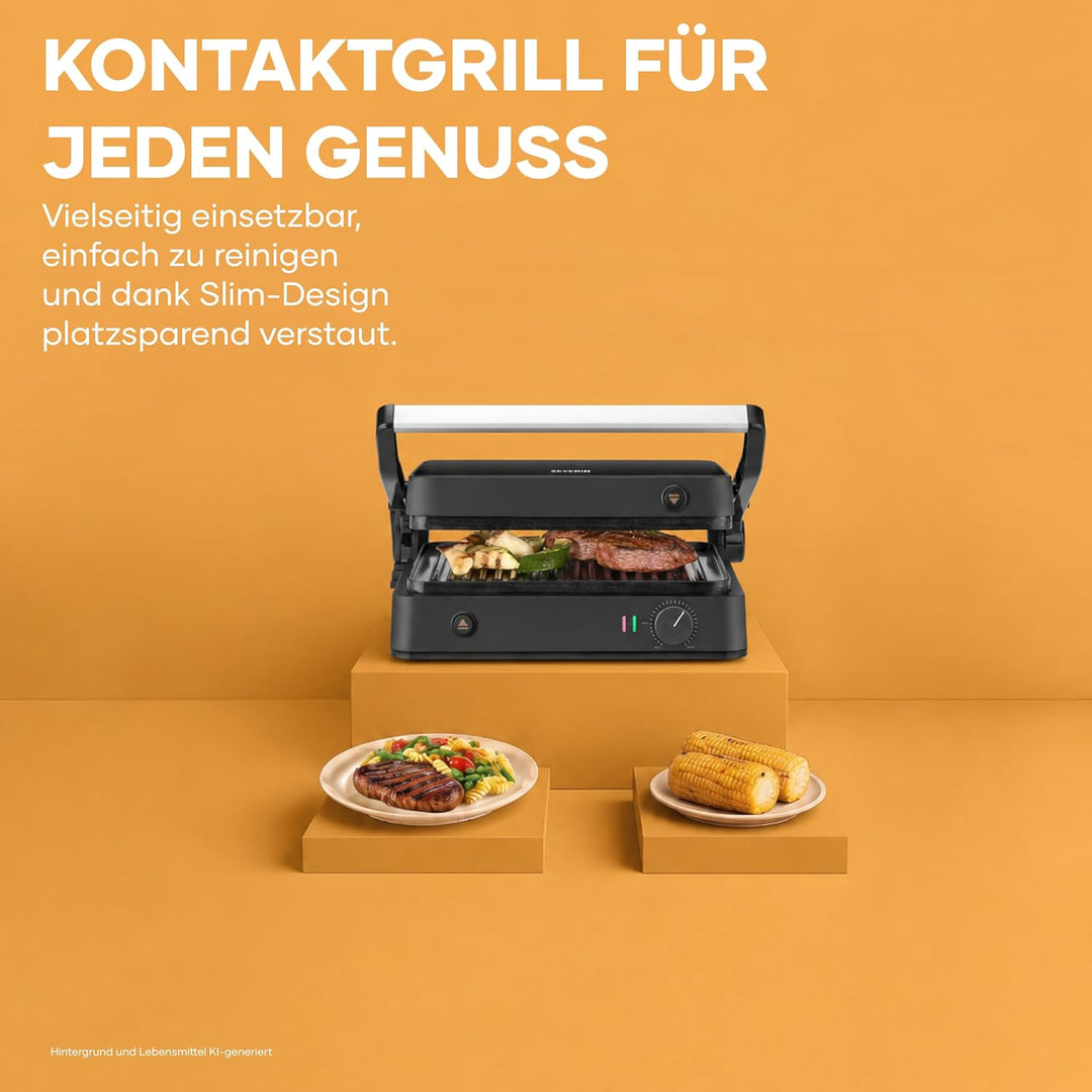 SEVERIN SEVINI Lite, Kontaktgrill für Fleisch, Fisch &amp; Gemüse, Keramikbeschichteter Sandwich-Maker f