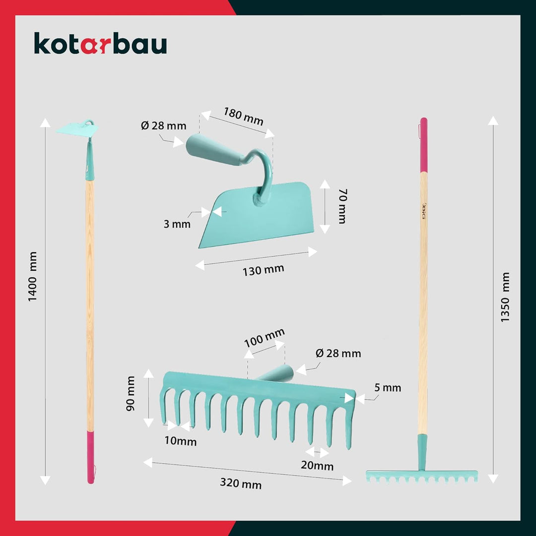 KOTARBAU® Gartenwerkzeug-Set für Damen Hacke Spaten Rechen Handschuhe