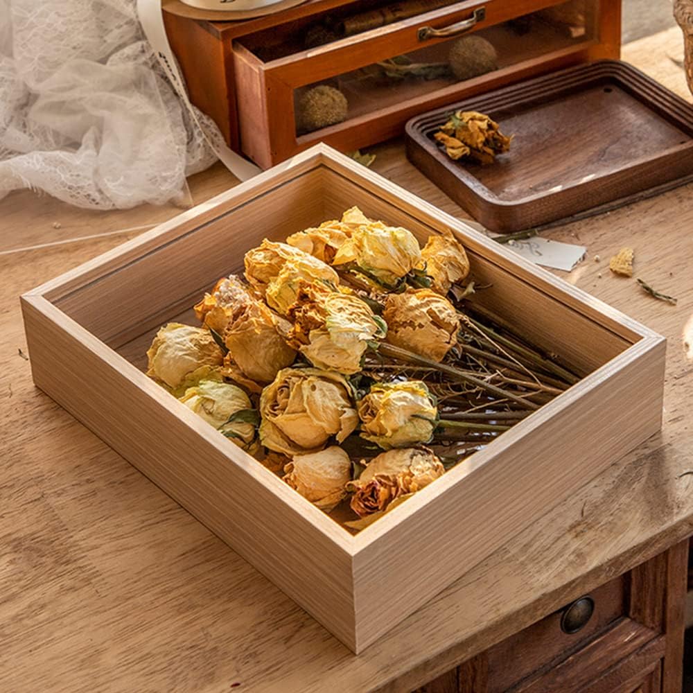 NatureMan Holzrahmen, getrocknete Blumen, dekorativer schwebender Bilderrahmen, doppelseitiges Glas,