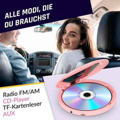 KLIM Discman - Tragbarer CD Player mit eingebautem Akku - NEU - inklusive KLIM Fusion Kopfhörer Komp