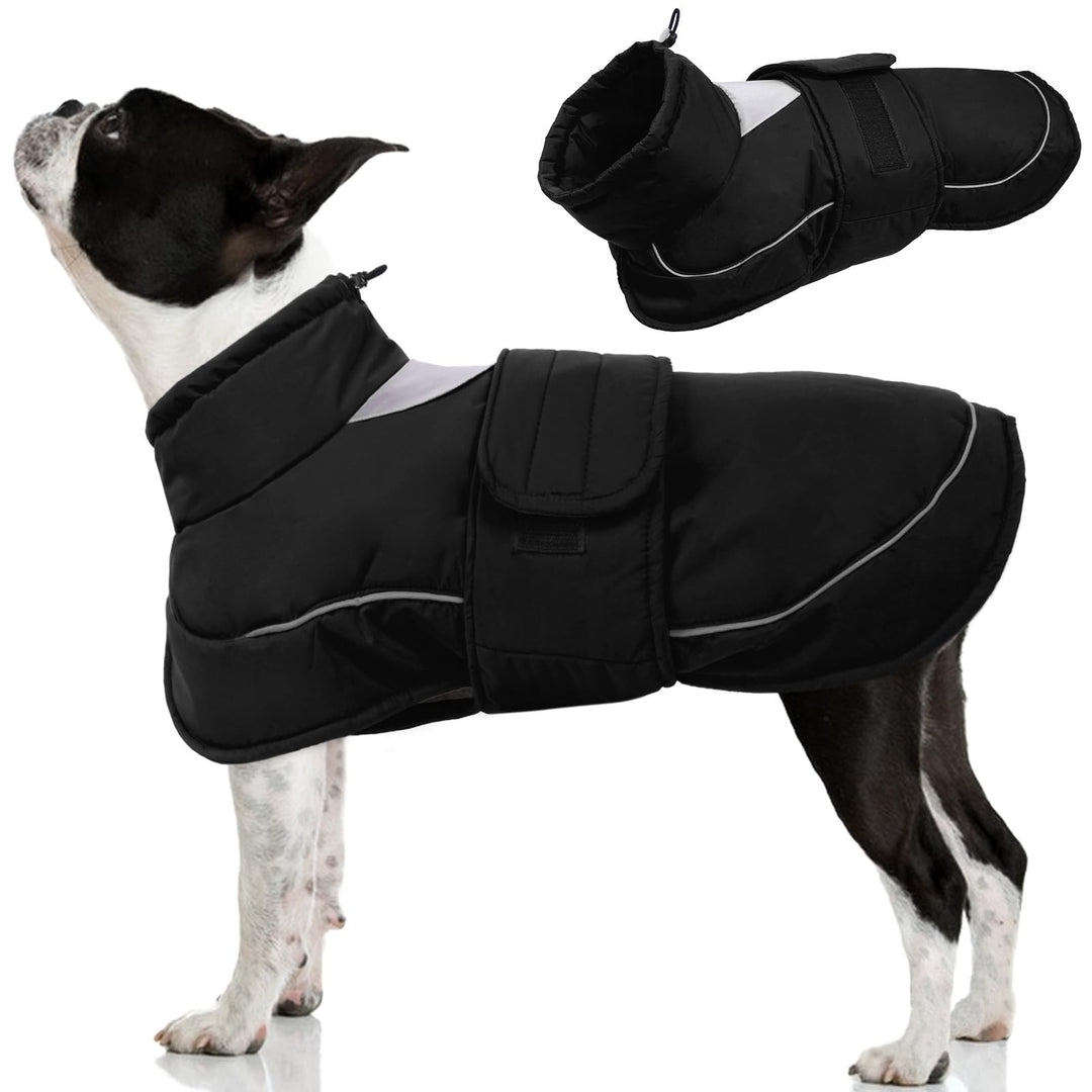 Kuoser Hundemantel Hundejacke, Warme wasserdichte Hundejacke mit Reflektierendem Design, Kordelzug a