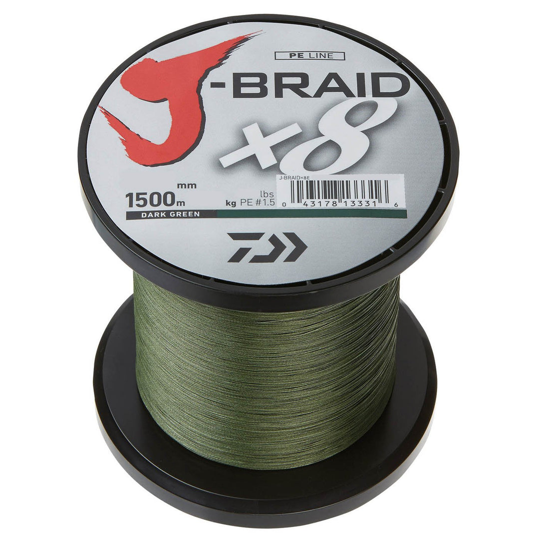 Daiwa J-Braid X8, 1500m dunkelgrün - geflochtene Angelschnur Dm: 0,10 mm, Dm: 0,10 mm