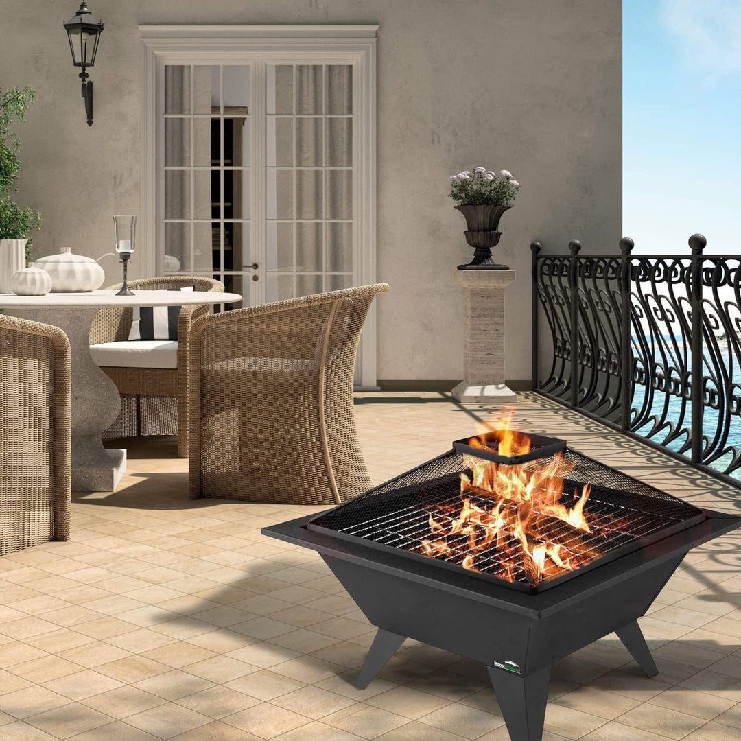 MaxxGarden Feuerschale - Für Den Garten - 53x53 cm - Outdoor Feuerstelle mit Stab - Feuerstelle Gart