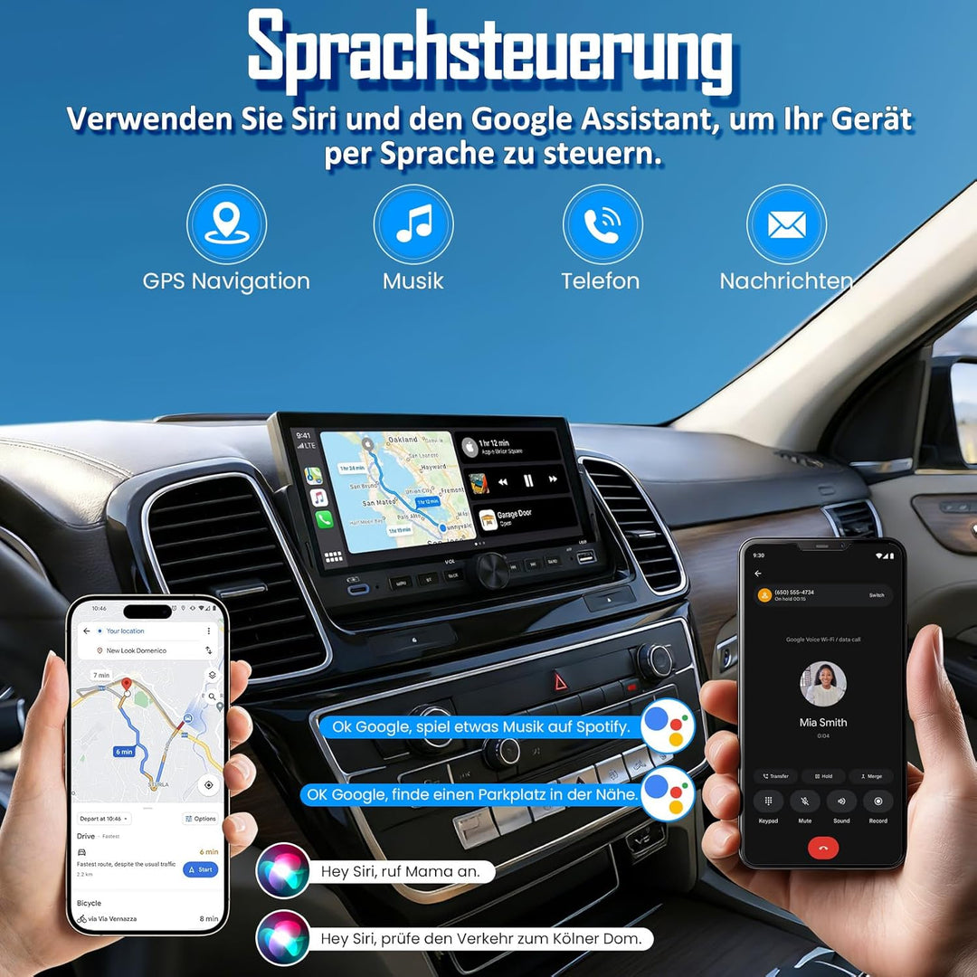 Autoradio 1 DIN mit Wireless CarPlay & Android Auto, Bluetooth Freisprecheinrichtung, FM Radio, Bild