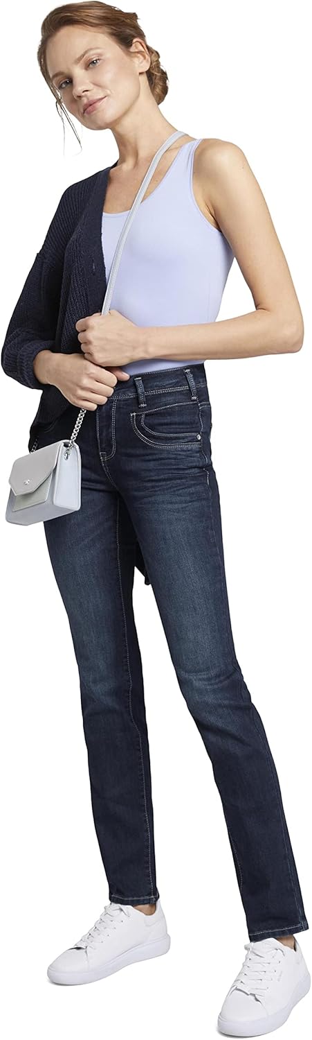 TOM TAILOR Women's Alexa Straight Jeans 26W / 32L 10282 - Dark Stone Wash Denim, 26W / 32L 10282 - D