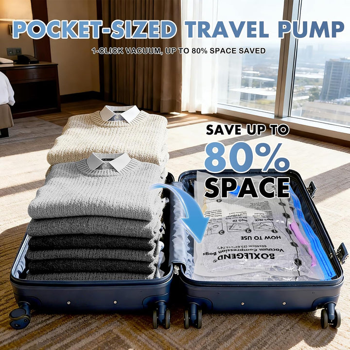 BoxLegend Reise Vakuumbeutel mit Elektropumpe 6 Stück Vakuum Aufbewahrungsbeutel 2S+2XS+2XXS Vakuum