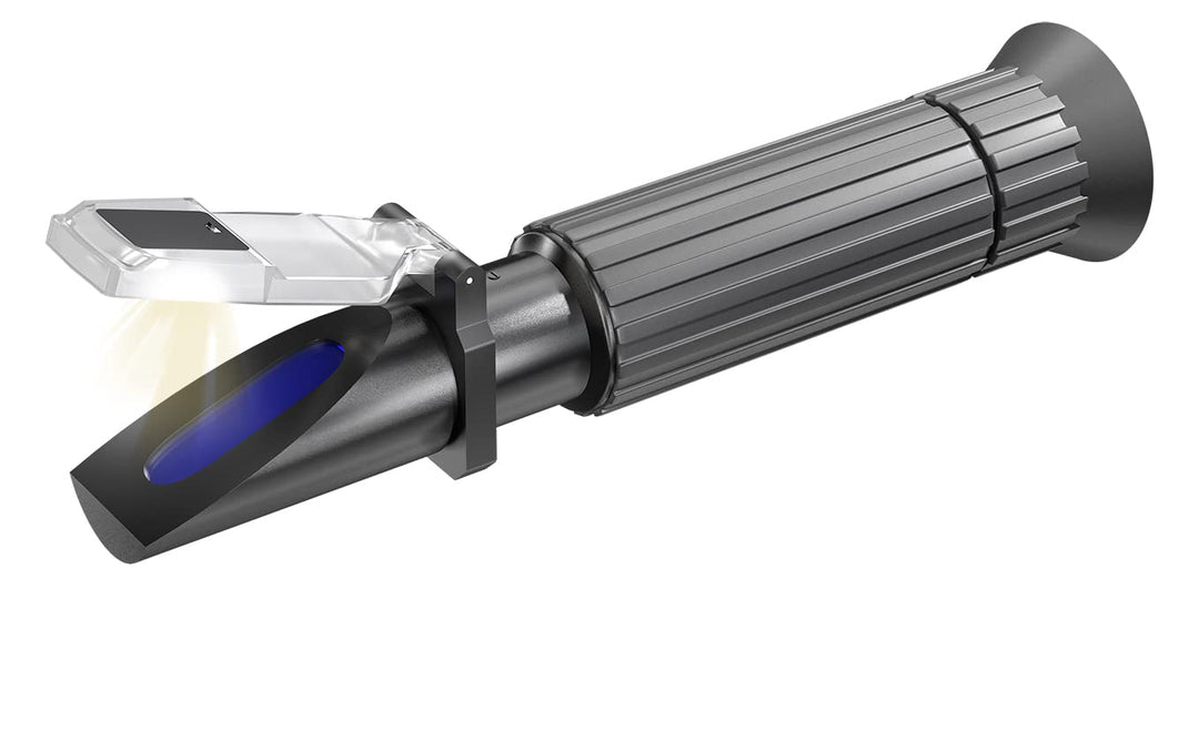 ARKA - Refraktometer | Salinität/Salzgehalt & Dichte Messgerät für Wasser | Inkl. LED-Licht | Mit Te