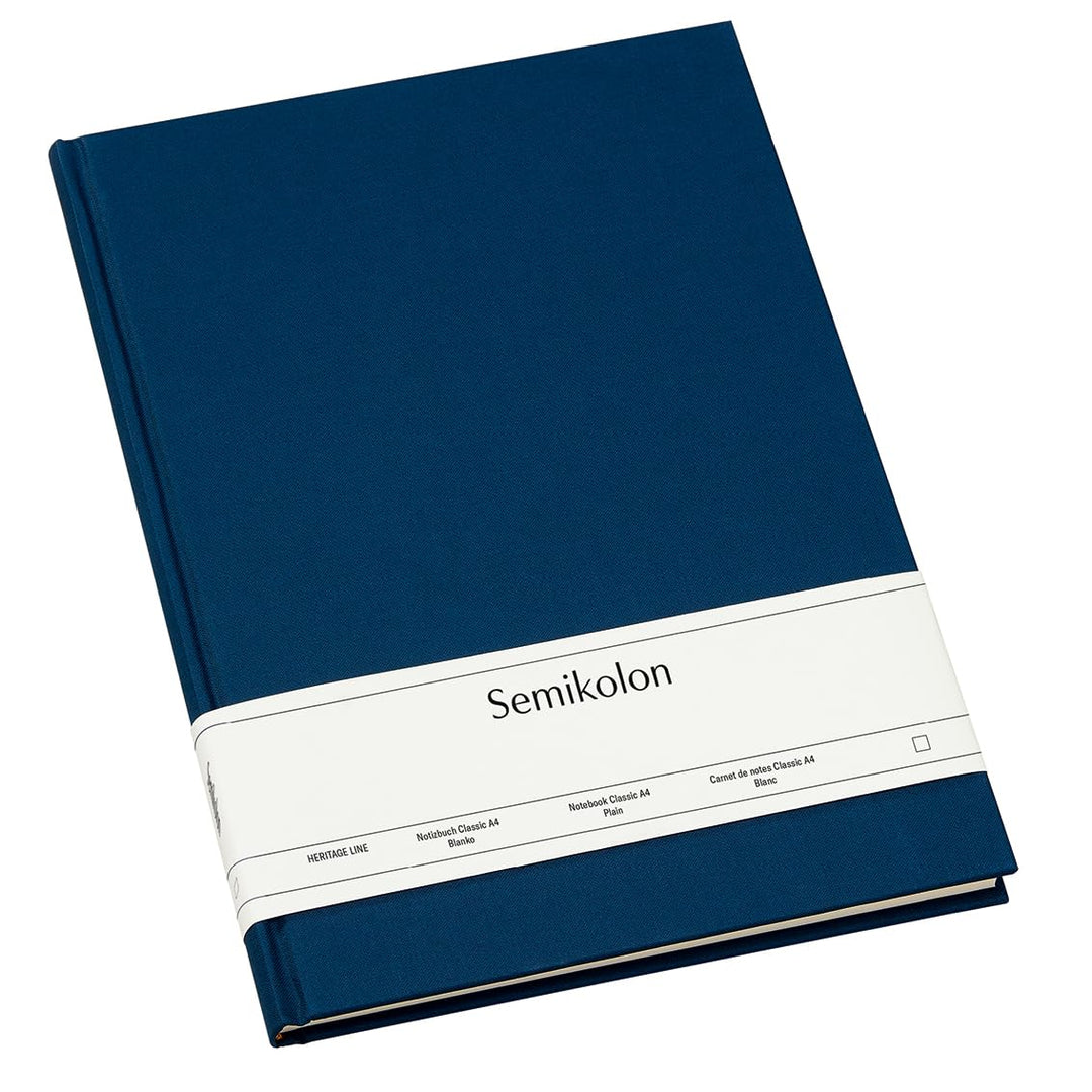 Semikolon 351232 Notizbuch Classic A4 blanko - 176 Seiten, cremeweisses Papier - Lesezeichen - marin