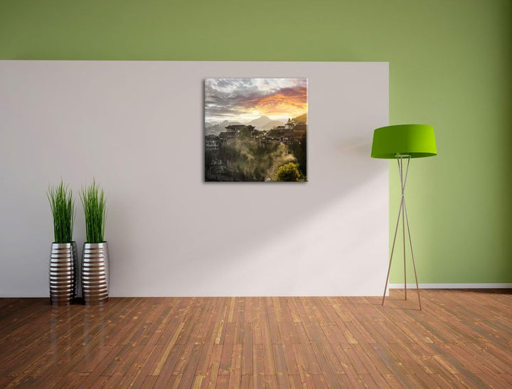 Pixxprint Gigantisches Dorf in China als Leinwandbild Quadratisch/Grösse: 70x70 / Wandbild/Kunstdruc