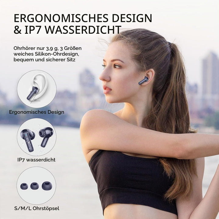 Rinsmola Kopfhörer Kabellos Bluetooth 5.4, In-Ear Kopfhörer Bluetooth mit 4 ENC Mic, Kabellose Kopfh