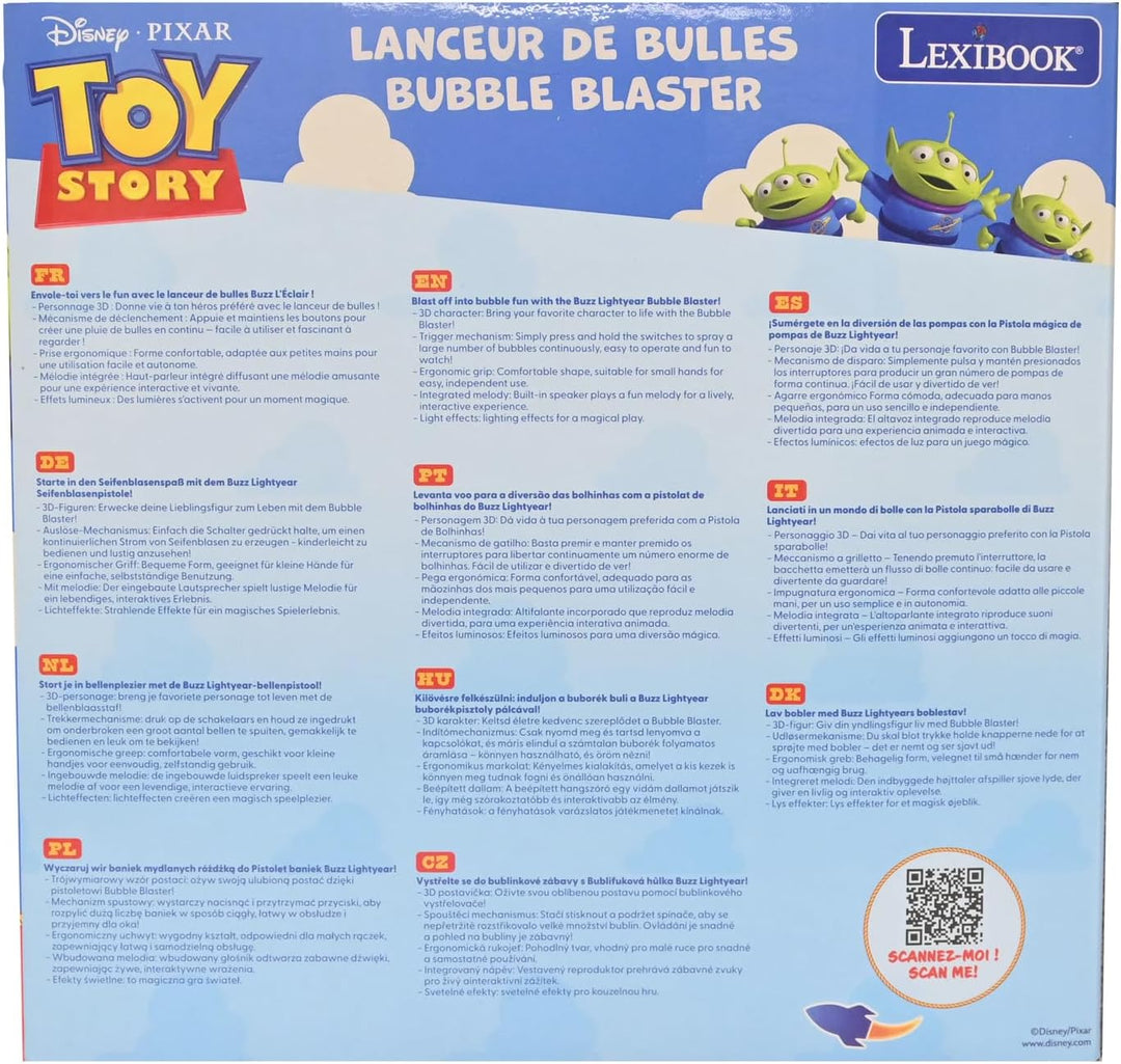 Lexibook, Disney Toy Story Elektronischer Blasenwerfer, 3D-Charakterfigur, Licht- und Soundeffekte,