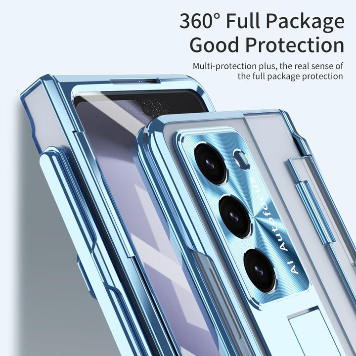 NINKI Kompatibel Samsung Galaxy Z Fold 3 Case mit S Stift Halter S Pen, Scharnier Displayschutz Hüll