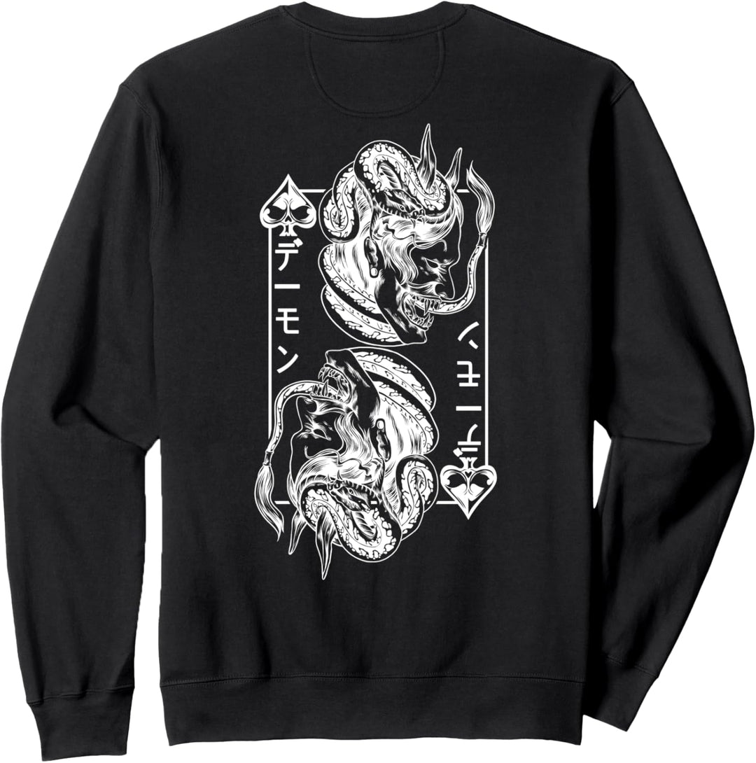 Backprint Japanische Oni Maske Dämon Maske Samurai, Oni Sweatshirt