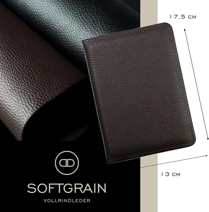 DELMON VARONE - Personalisierbares Adressbuch DIN A6 gebunden mit A-Z Register Soft Grain Leder brau