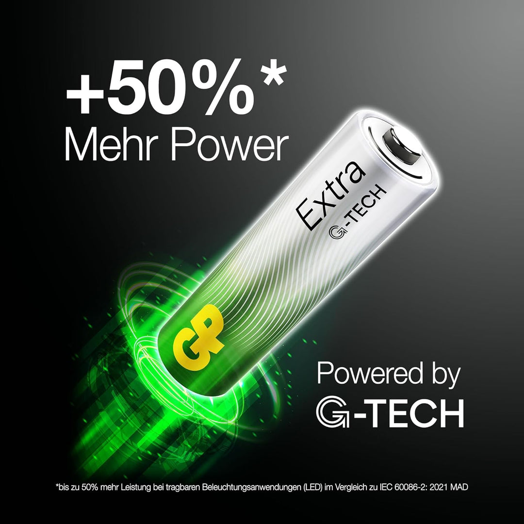 GP Extra Alkaline Batterien AA 1,5V Longlife G-TECH Technologie | 80 Stück R6 Batterien Mignon Vorra