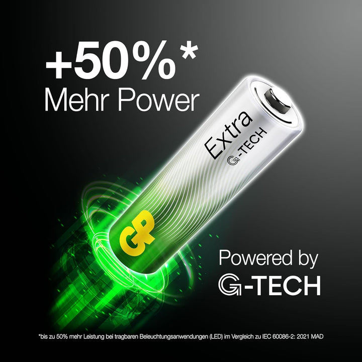 GP Extra Alkaline Batterien AA 1,5V Longlife G-TECH Technologie | 80 Stück R6 Batterien Mignon Vorra