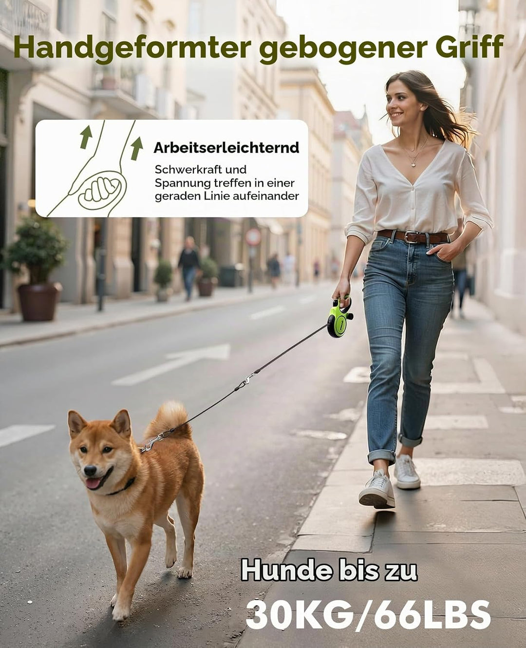 pecute Hundeleine 5m mit Bissfestem Kabel 46cm| Leicht Rollleine Reflektierende für Hund mit Kotbeut