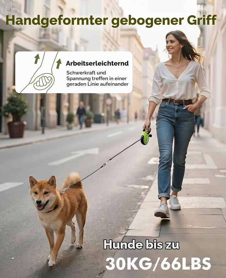 pecute Hundeleine 5m mit Bissfestem Kabel 46cm| Leicht Rollleine Reflektierende für Hund mit Kotbeut