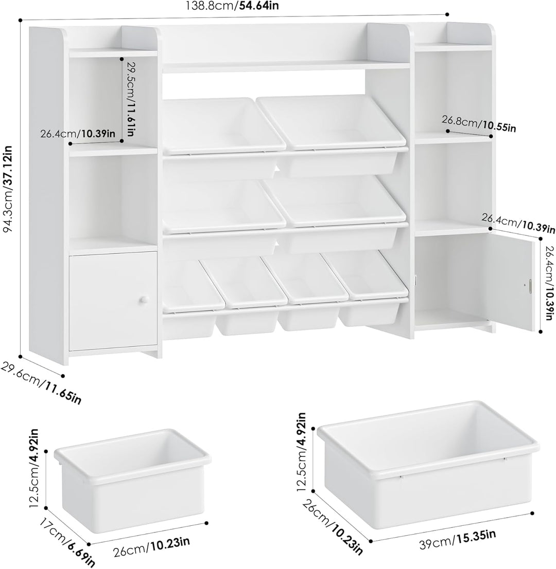FOREHILL Kinderregal mit 8 Boxen Kinderschrank Holz Bücherregal für Kinder Aufbewahrungsbox Kinderzi