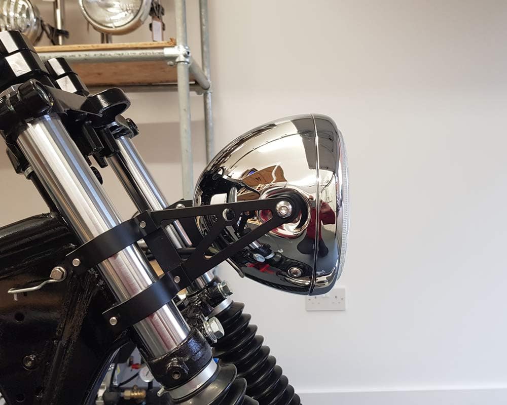 6 3/4" 6.75" Motorrad Scheinwerfer - Chrom Stahl - 12V 55W Birne für Retro Projekt Cafe Racer, Stras