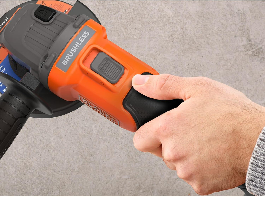 BLACK+DECKER Akku-Winkelschleifer (18V, 115mm Scheiben-ø, bürstenlos, Sanftanlauf, für Trenn, Schlei