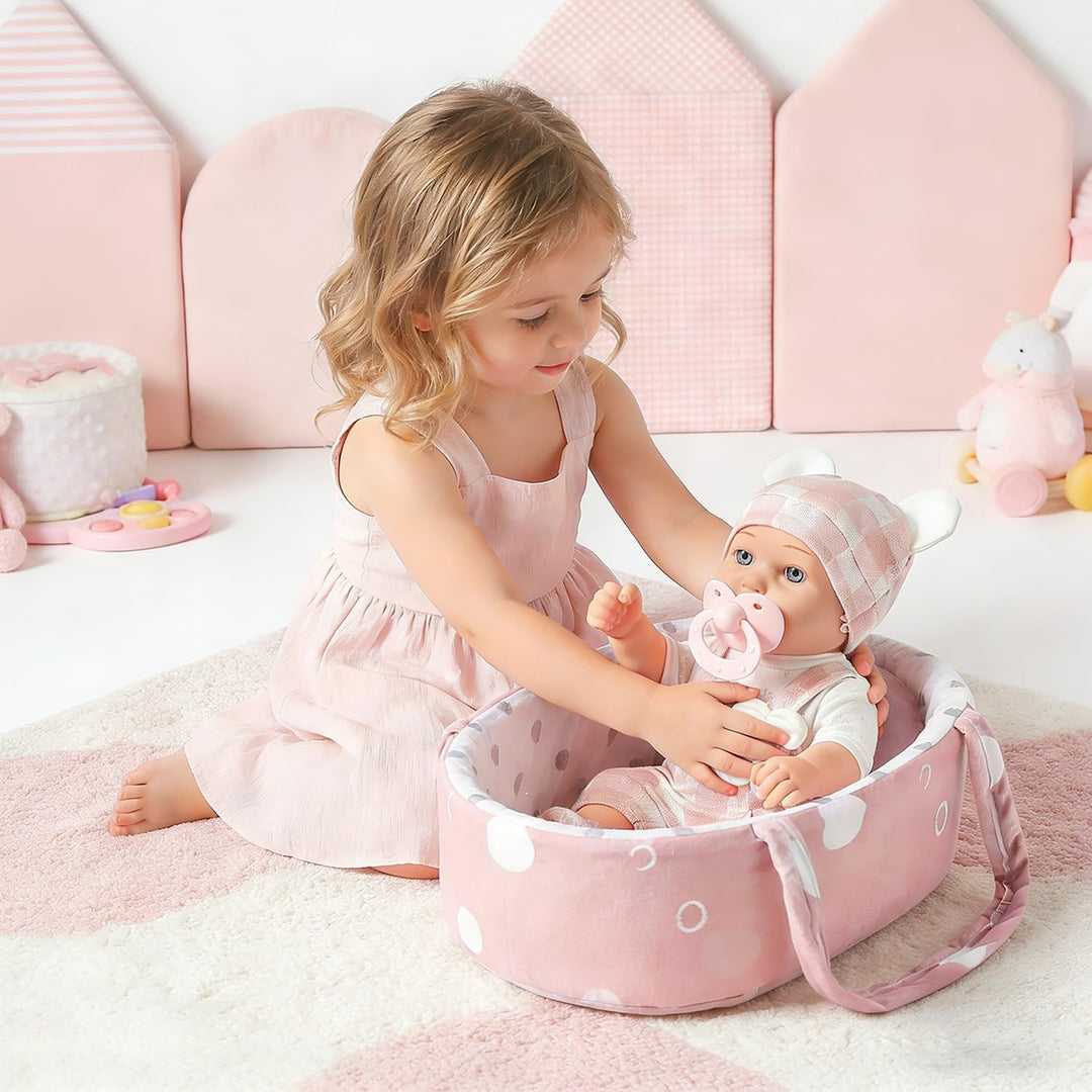 30,5 cm Baby Puppen Spielzeug Set mit Zubehör, inklusive Baby-Puppentrage, Stubenwagen, Schnuller un