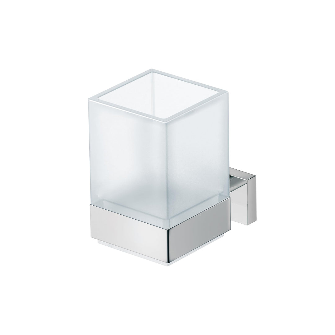 Duravit Zahnputzbecher Karree, Glashalter Bad, Zahnbürstenhalter Glas, Wandmontage, Chrom, Zahnputzb