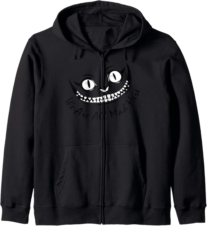 Cheshire Cat Grinning We're All Mad Here Wonderland Funny Kapuzenjacke