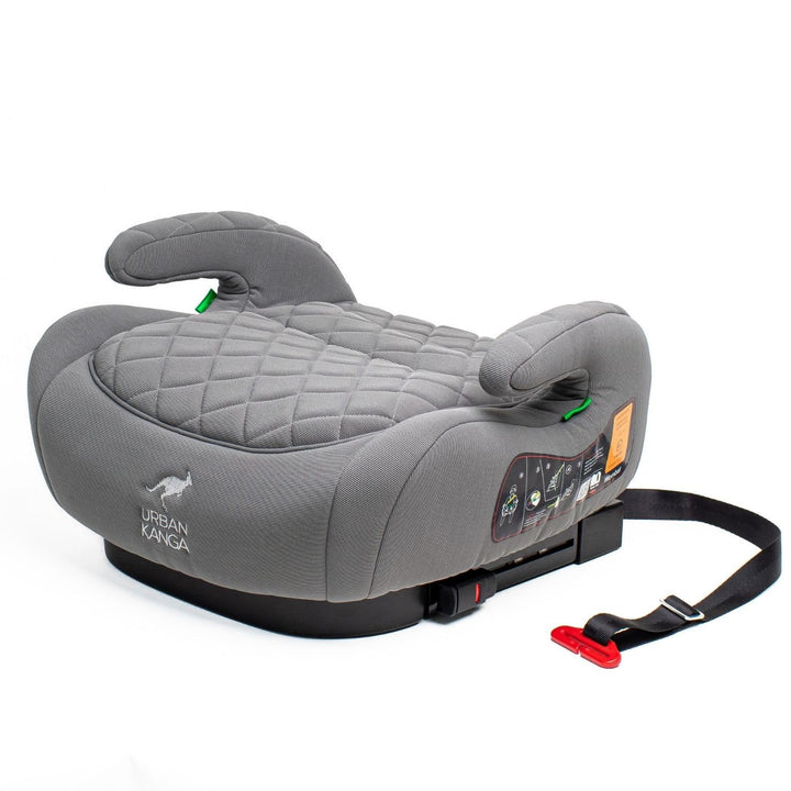 Urban Kanga Wombat Sitzerhöhung Auto Kinder Isofix 125-150 cm Gruppe 3 (Grau Gesteppt), Grau Gestepp
