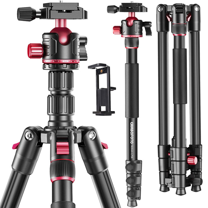 CAMBOFOTO 173cm Professionelles Kamera-Stativ, Tragbares Stativ 173 cm/Einbein 180 cm mit 360-Grad-K