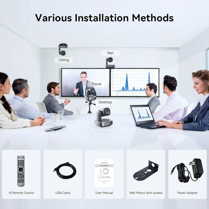 Tenveo 11X Optischer Zoom PTZ Kamera Konferenzkamera, USB3.0/HDMI FHD 1080P 60FPS, für Videokonferen