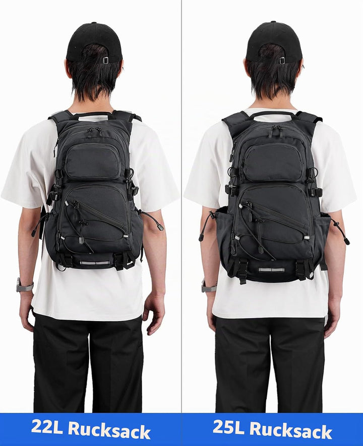Wanderrucksack Herren Damen 25L Leicht Wasserdichter Rucksack Schwarz, Schwarz