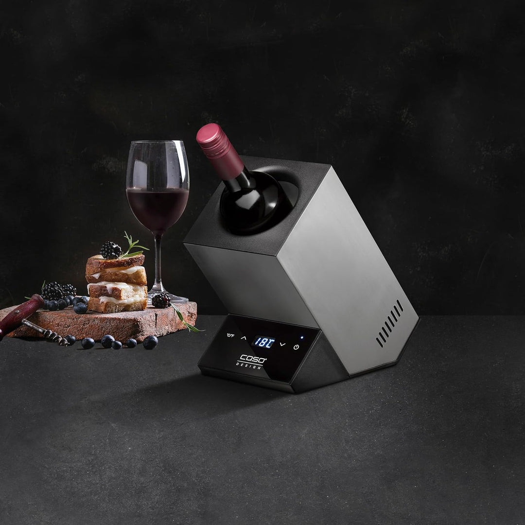 CASO WineCase One Inox - Design Weinkühler für eine Flasche, Temperaturbereich von 5-18°C, für Flasc
