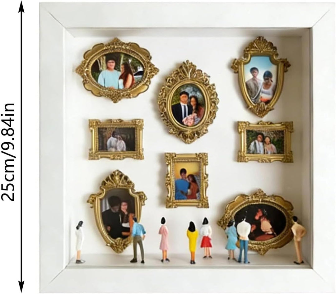 DIY Mini Museum Silhouette Box Foto Display mit Gold Mini Rahmen & Figuren für geschätzte Erinnerung