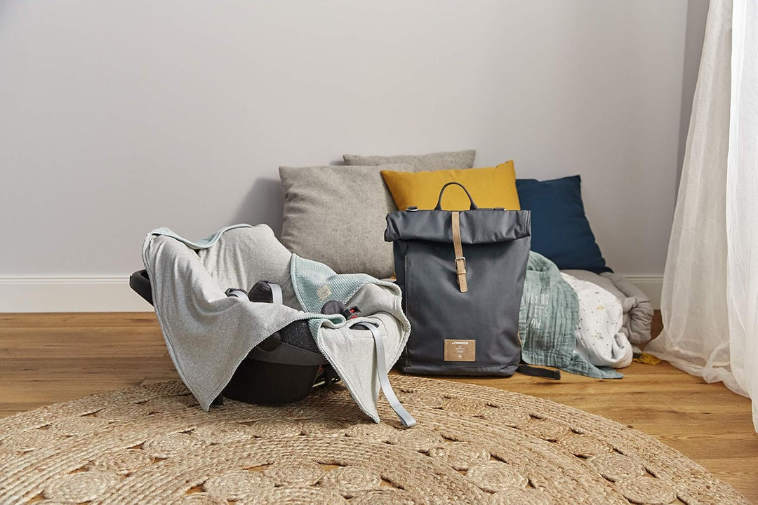 LÄSSIG Baby Strickdecke für Autositz Autositzdecke Einschlagdecke Babyschale 100% Bio-Baumwolle GOTS